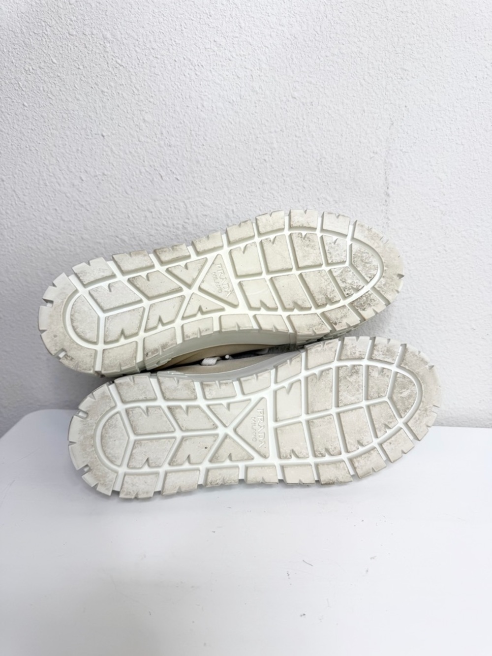 Prada Double Wheel Nylon Sneakers Gabardine Sneakers In Desert Beige Size 37.5 - Picture 8 of 12